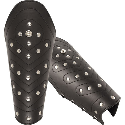 Studded Chevron Leather Bracers – Black